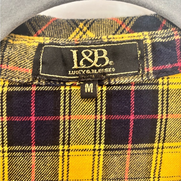 L&B Yellow Plaid Button-Up Belted 100% Cotton Dress Western Cowgirl Medium - Picture 2 of 6